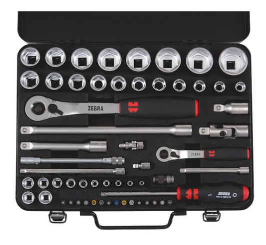 ZEBRA® socket wrenches 1/2 inch and 1/4 inch 59-piece assortment
